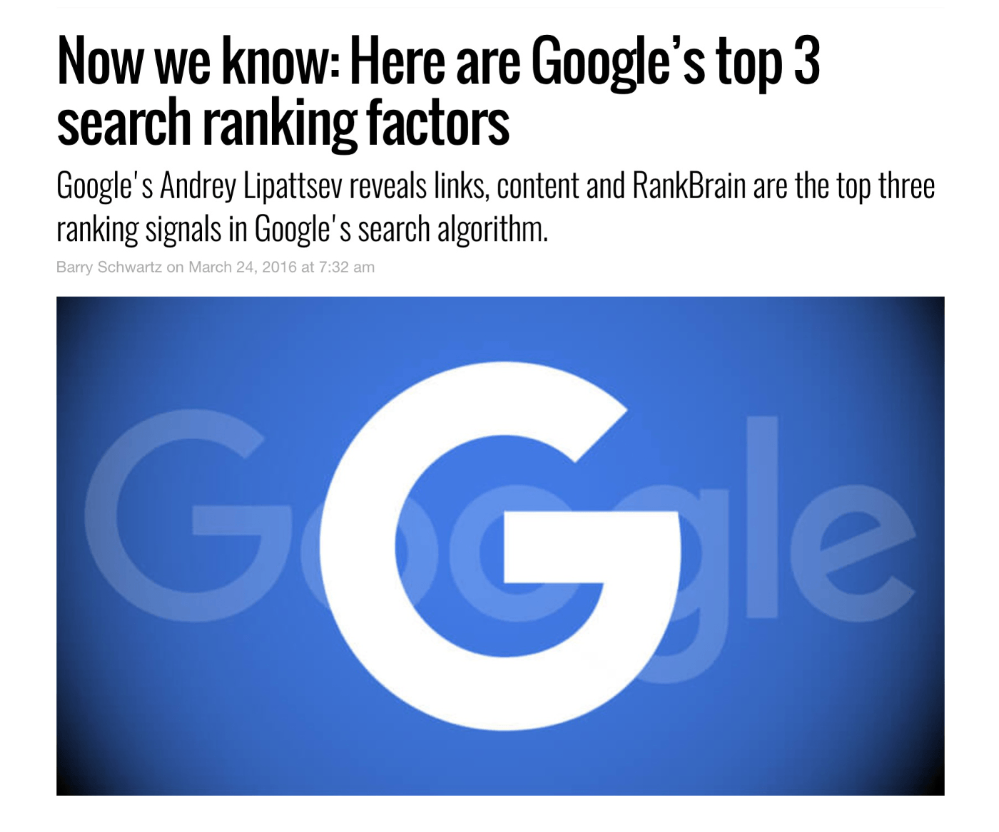 Google top ranking factors